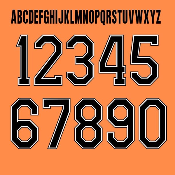 Bild von Die Niederlande WM 1974 STyle Buchstaben & Zahlen (Heimtrokot)