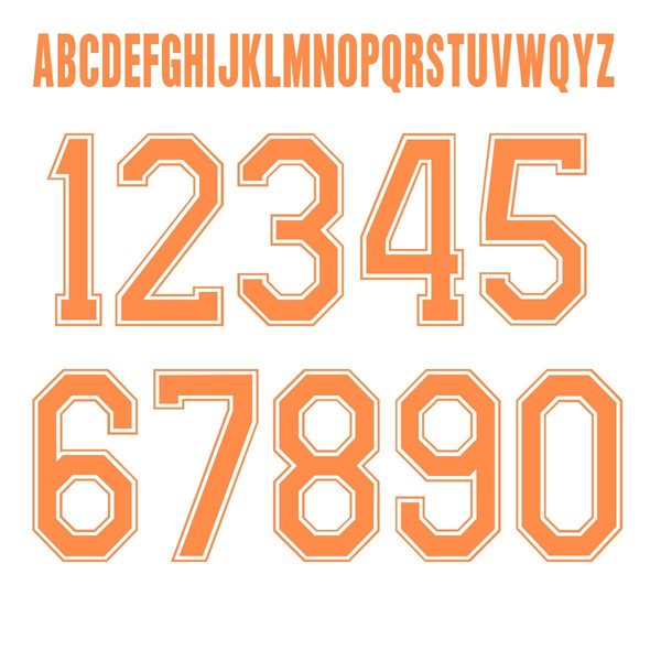 Bild von Die Niederlande WM 1974 STyle Buchstaben & Zahlen (Auswartstrikot)
