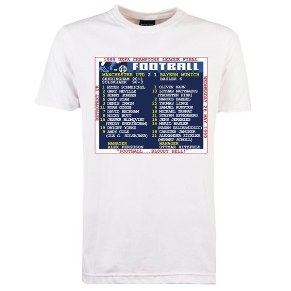 Bild von TOFFS - Champions League Final 1999 (Manchester) Retrotext T-Shirt - Weiss