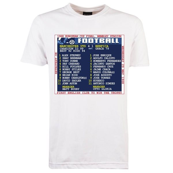 Bild von TOFFS - European Cup Final 1968 (Manchester) Retrotext T-Shirt - Weis