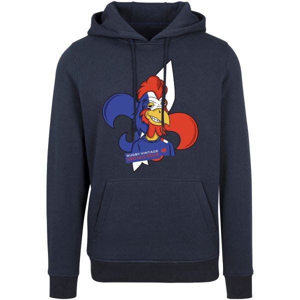 Rugby Vintage - France Bored Gallic Rooster Hoodie - Navy