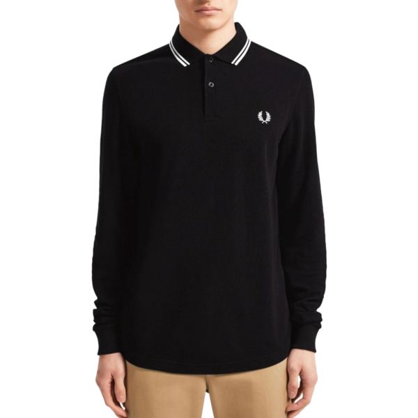 Fred Perry - Long Sleeve Twin Tipped Polo - Black/ White