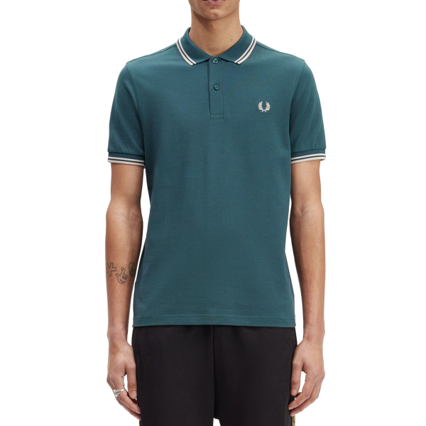 Fred Perry - Twin Tipped Polo Shirt - Petrol Blue/ Light Oyster