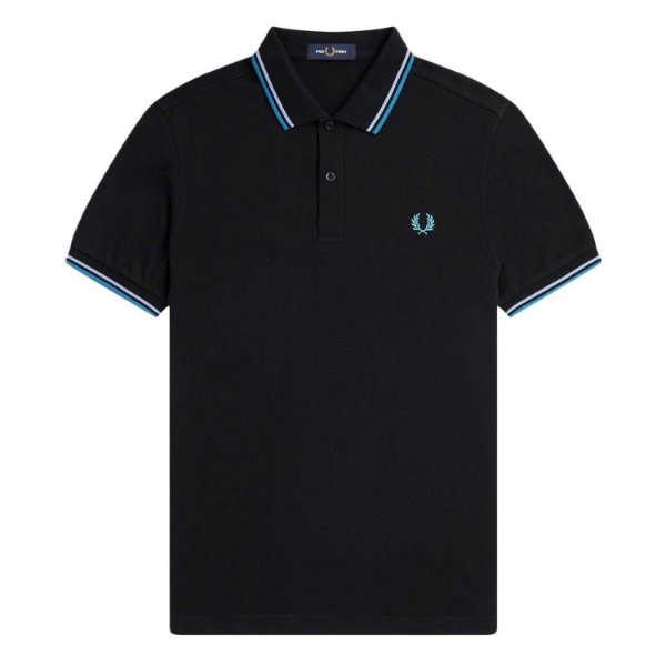 Fred Perry - Twin Tipped Polo - Black/ Light Smoke/ Ocean Blue