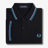 Fred Perry - Twin Tipped Polo - Black/ Light Smoke/ Ocean Blue