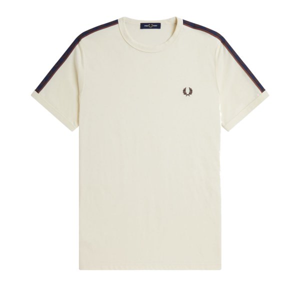 Fred Perry - Contrast Tape Ringer T-Shirt - Ecru/ Carrington Brick